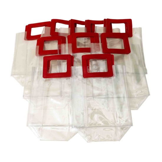 Set 10 pungi transparente, culoare maner rosu, 18x10x20 cm, B.S.P. / SL170_3