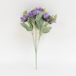 Buchet flori artificiale, 5 fire, culoare mov, H 30 cm, B.S.P. / SL177_3