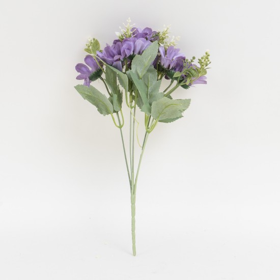 Buchet flori artificiale, 5 fire, culoare mov, H 30 cm, B.S.P. / SL177_3