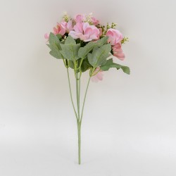 Buchet flori artificiale, 5 fire, culoare roz, H 30 cm, B.S.P. / SL177_4