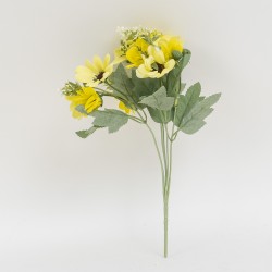 Buchet flori artificiale, 5 fire, culoare galben, H 30 cm, B.S.P. / SL177_5