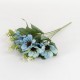 Buchet flori artificiale, 5 fire, culoare bleu, H 30 cm, B.S.P. / SL177_2