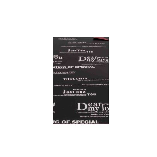 Folie celofan, 20/set, model scris, culoare negru, 57x57 cm, B.S.P. / SL187_1