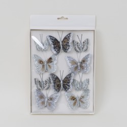 Set 10 fluturi , culoare gri, dimensiuni diferite, B.S.P. / SL188_1