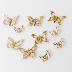 Set 10 fluturi , culoare auriu, dimensiuni diferite, B.S.P. / SL188_5