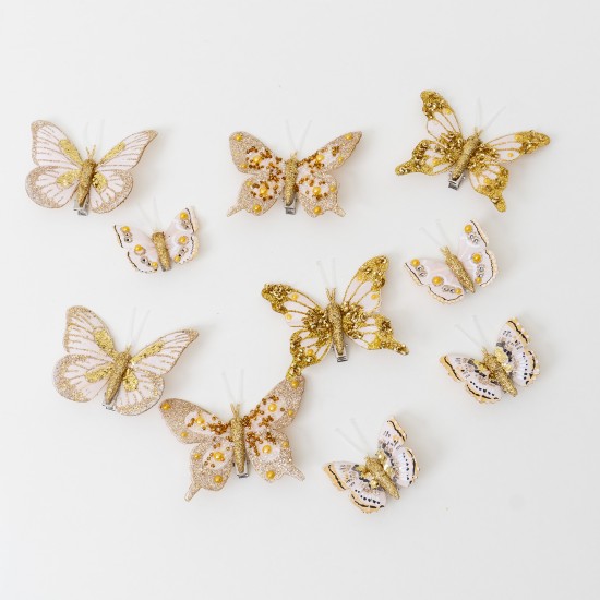 Set 10 fluturi , culoare auriu, dimensiuni diferite, B.S.P. / SL188_5