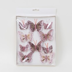 Set 10 fluturi , culoare roz inchis, dimensiuni diferite, B.S.P. / SL188_3