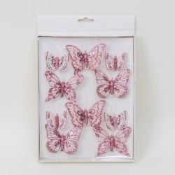 Set 10 fluturi , culoare roz, dimensiuni diferite, B.S.P. / SL188_4