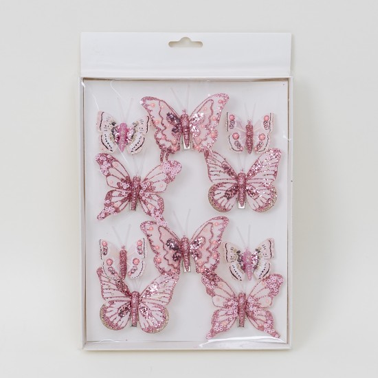 Set 10 fluturi , culoare roz, dimensiuni diferite, B.S.P. / SL188_4