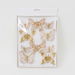 Set 10 fluturi , culoare auriu, dimensiuni diferite, B.S.P. / SL188_5