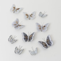 Set 10 fluturi , culoare gri, dimensiuni diferite, B.S.P. / SL188_1