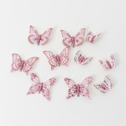 Set 10 fluturi , culoare roz, dimensiuni diferite, B.S.P. / SL188_4