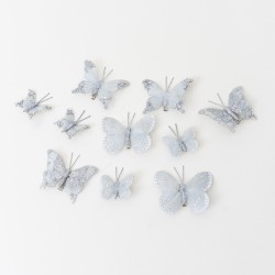 Set 10 fluturi , culoare alb, dimensiuni diferite, B.S.P. / SL188_2