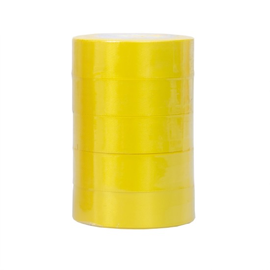 Rola saten, 2.5 cm x 22 m, 5/ set, culoare galben, B.S.P. / SL194_15