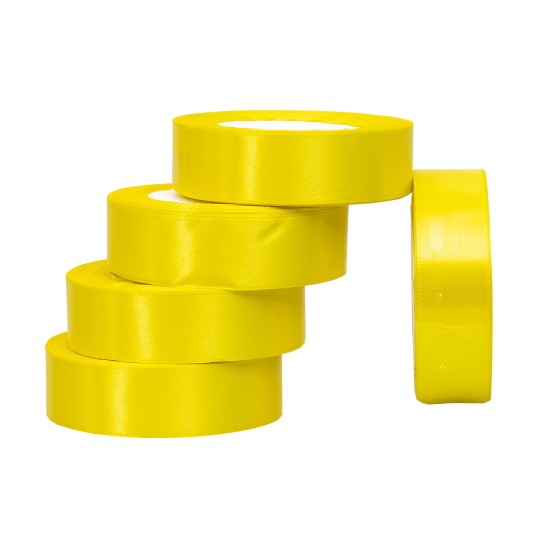 Rola saten, 2.5 cm x 22 m, 5/ set, culoare galben, B.S.P. / SL194_15