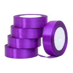 Rola saten, 2.5 cm x 22 m, 5/ set, culoare mov, B.S.P. / SL194_35