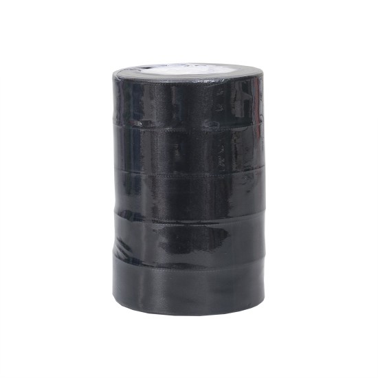 Rola saten, 2.5 cm x 22 m, 5/ set, culoare negru, B.S.P. / SL194_39