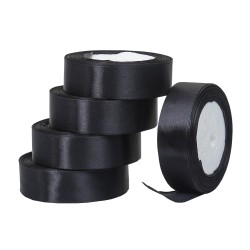 Rola saten, 2.5 cm x 22 m, 5/ set, culoare negru, B.S.P. / SL194_39