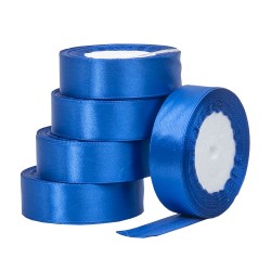 Rola saten, 2.5 cm x 22 m, 5/ set, culoare albastru, B.S.P. / SL194_40