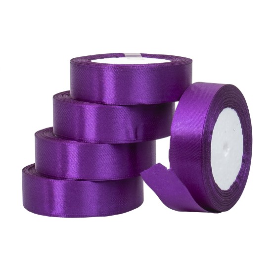 Rola saten, 2.5 cm x 22 m, 5/ set, culoare mov, B.S.P. / SL194_46