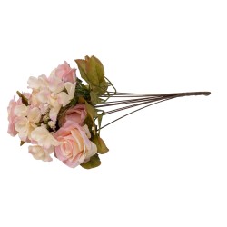 Buchet 10 fire, trandafir + hortensie, 50 cm, culoare roz deschis, B.S.P. / SL222_3