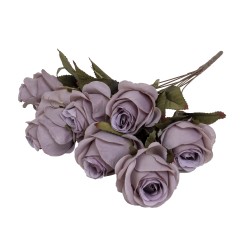 Buchet 9 trandafiri artificiali, culoare mov, H 50 cm, B.S.P. / SL223_1