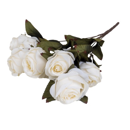 Buchet 9 trandafiri artificiali, culoare alb, H 50 cm, B.S.P. / SL223_2