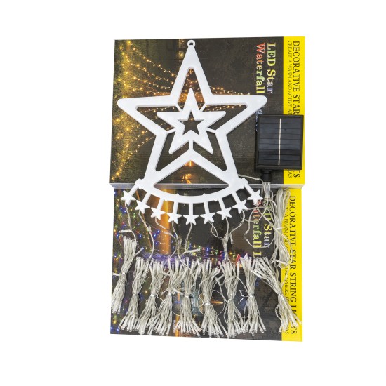 Instalatie LED, forma brad, panou solar, 200 LED, lumina calda, 180 cm, B.S.P. /SL299