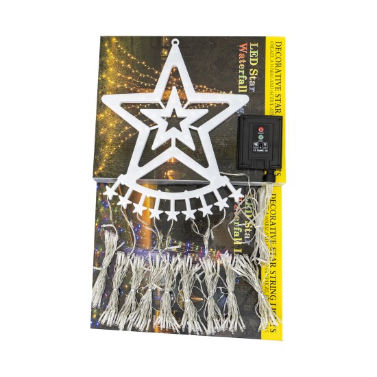 Instalatie LED, forma brad, panou solar, 200 LED, lumina calda, 180 cm, B.S.P. /SL299