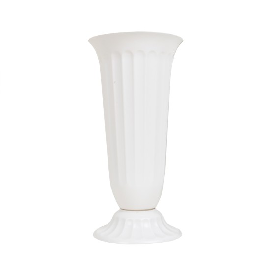 Vaza din plastic, culoare alb, model rotund, H 39 cm, B.S.P. / SL311