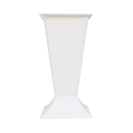 Vaza din plastic culoare alb, model patrat, H 36 cm, B.S.P. / SL312
