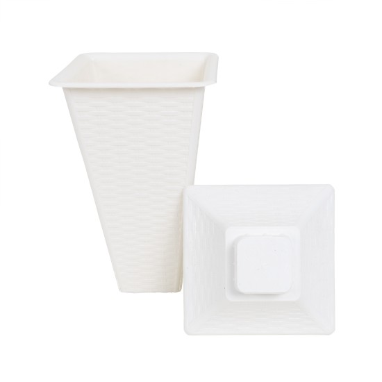 Vaza din plastic culoare alb, model patrat, H 36 cm, B.S.P. / SL312