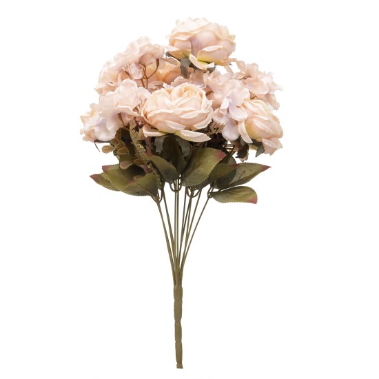 Buchet 11 fire, bujor + hortensie, culoare somon, 45 cm, B.S.P. / SL313_S