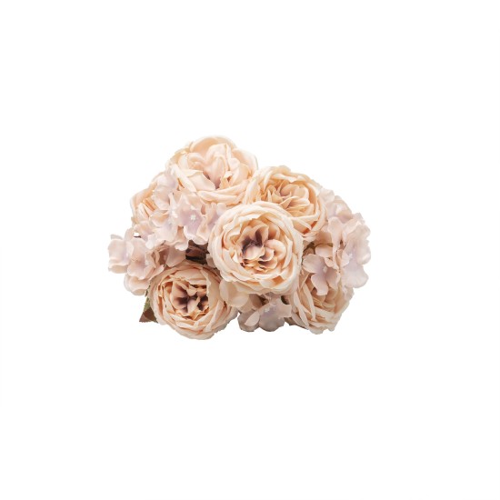 Buchet 11 fire, bujor + hortensie, culoare somon, 45 cm, B.S.P. / SL313_S