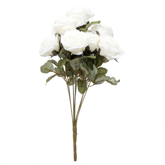 Buchet 10 fire trandafir, H 50 cm, culoare alb, B.S.P. / SL314_A