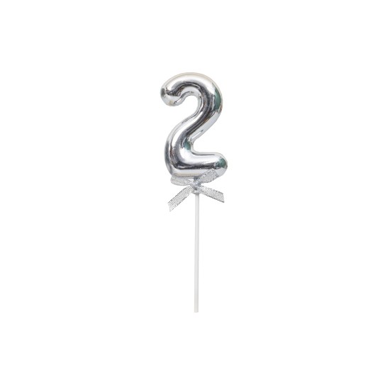 Topper tort, cifre, plastic, H 20 cm, culoare argintiu, B.S.P. / SL318_2