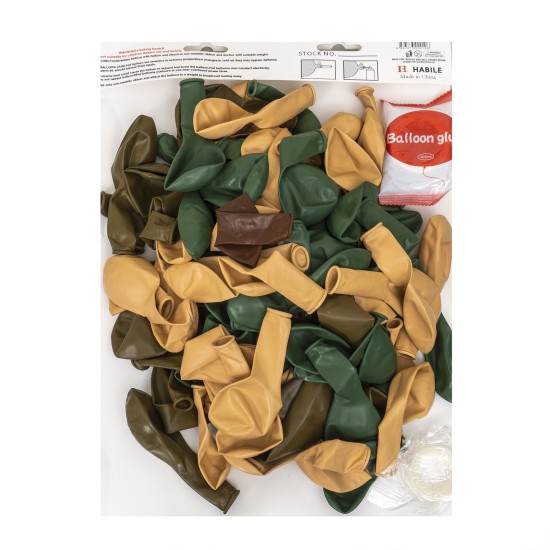 Set aranjament baloane pentru arcada, decor verde, maro si crem, 118 piese, B.S.P. / SL320