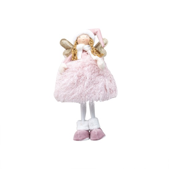 Decoratiune Craciun, model fetita, culoare roz, 45x 20 cm, B.S.P. / SL338