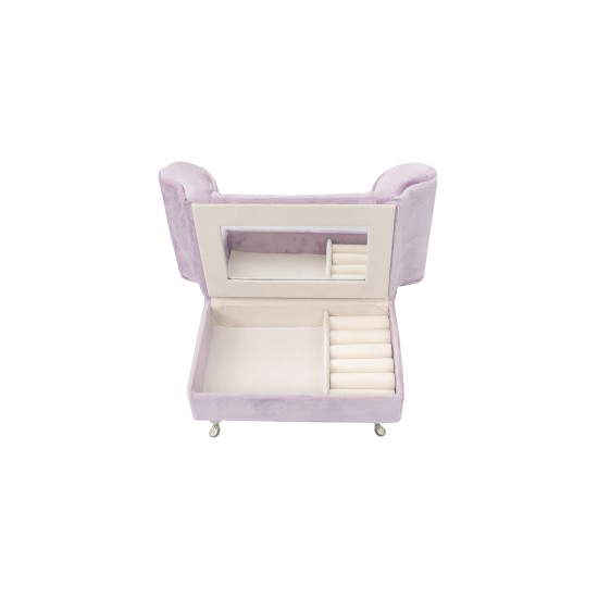 Cutie de bijuterii din catifea, model canapea, culoare roz, 17.5x15 cm, B.S.P. / SL350_R