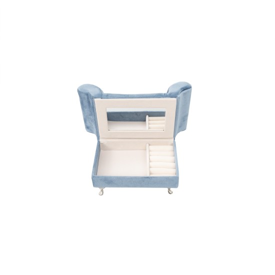 Cutie de bijuterii din catifea, model canapea, culoare turcoaz, 17.5x15 cm, B.S.P. / SL350_T