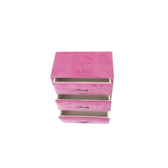 Cutie de bijuterii din catifea, model dulap, culoare roz, 19.5x15x8.5 cm, B.S.P. / SL351_R