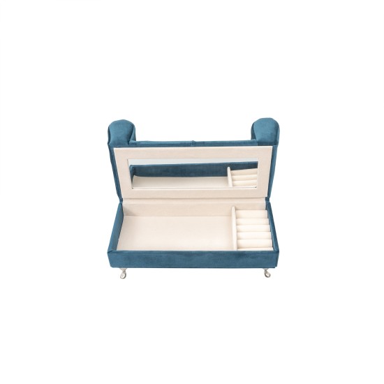 Cutie de bijuterii din catifea, model canapea, culoare turcoaz, 22x13x9 cm, B.S.P. / SL352_T