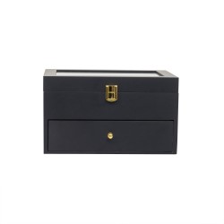 Cutie caseta din lemn pentru depozitare si organizare 20 ceasuri, culoare negru, 20X28X25 CM, B.S.P. / SL353