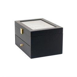 Cutie caseta din lemn pentru depozitare si organizare 20 ceasuri, culoare negru, 20X28X25 CM, B.S.P. / SL353