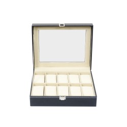 Caseta din lemn pentru depozitare si organizare 10 ceasuri, culoare negru, 26x28x8 CM, B.S.P. / SL357