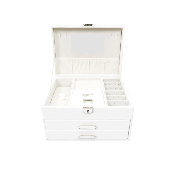 Cutie pentru bijuterii cu 2 sertare, culoare alb, 25x18x16 cm, B.S.P. / SL360_A