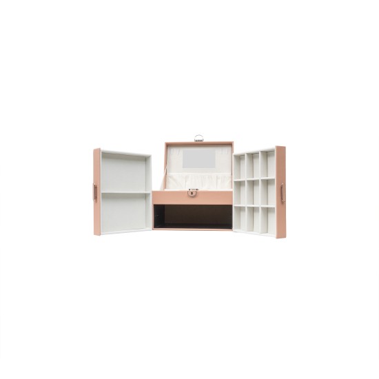 Cutie pentru bijuterii cu 2 sertare, culoare somon, 25x18x16 cm, B.S.P. / SL360_S