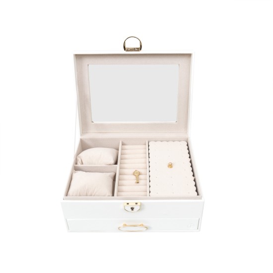 Cutie pentru bijuterii cu un sertare, culoare alb, 25x17x11 cm, B.S.P. / SL361_A