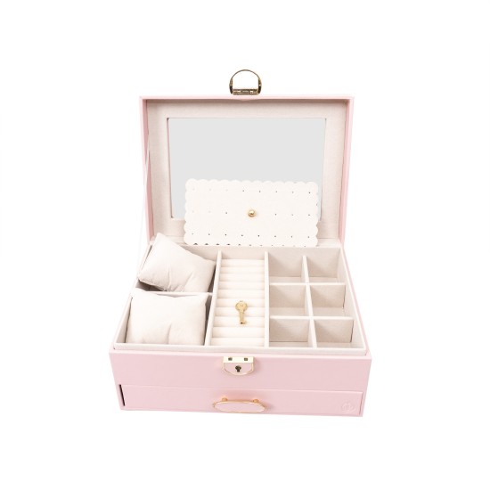 Cutie pentru bijuterii cu un sertare, culoare roz, 25x17x11 cm, B.S.P. / SL361_R