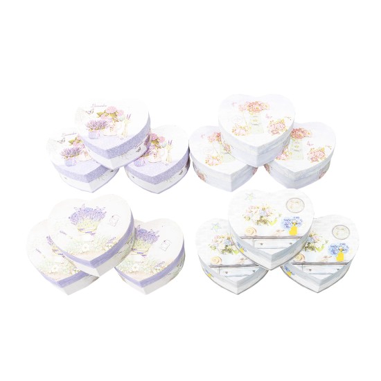 Cutii cadou, model inima, imprimeuri diferite, 12/set, 10x10x5, B.S.P. / SL375_1